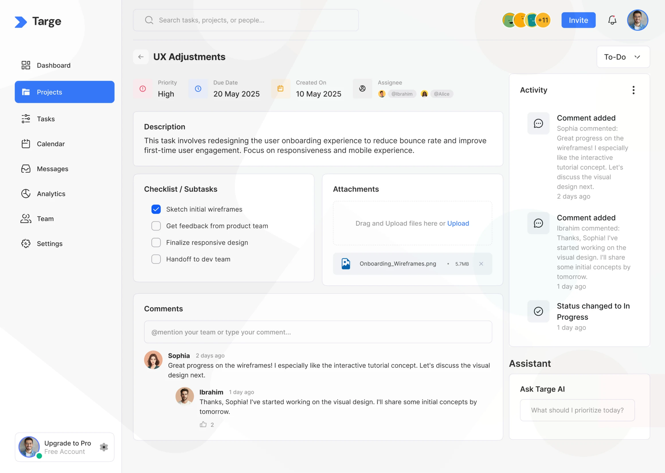 Targe interface design
